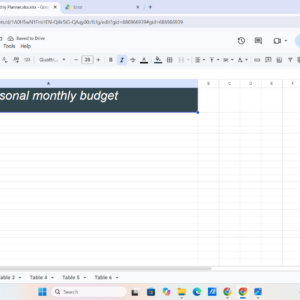 Basic Monthly Budget Planner – Template 1